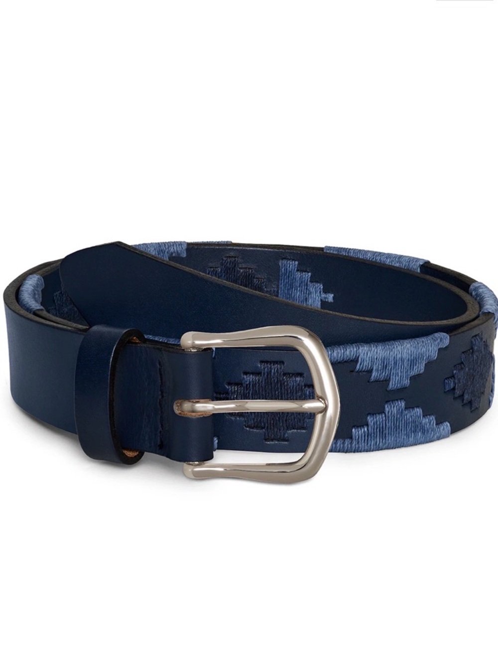 New HOLDERNESS & BOURNE The Barker Belt Navy/Slate/Navy Leather Mens Size 32